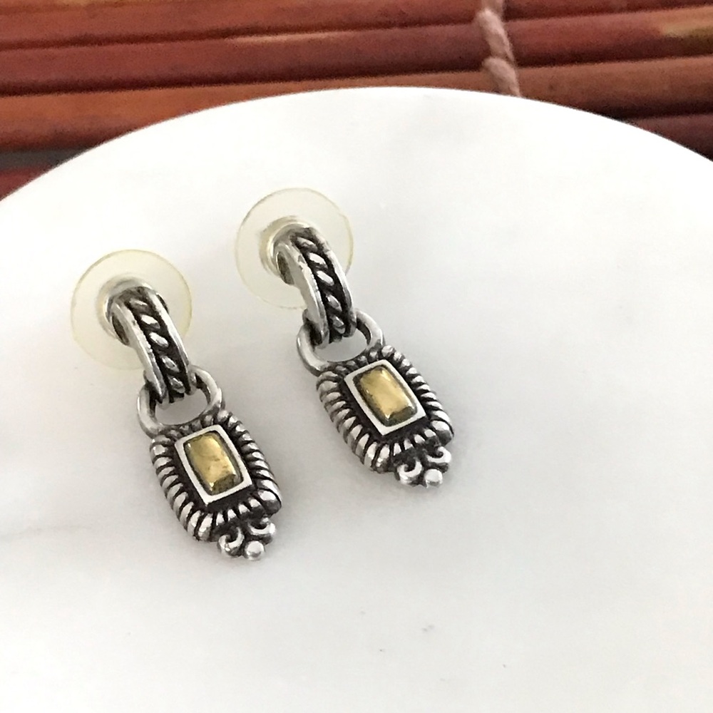 Brighton Dangle Silver and Gold Post Earrings